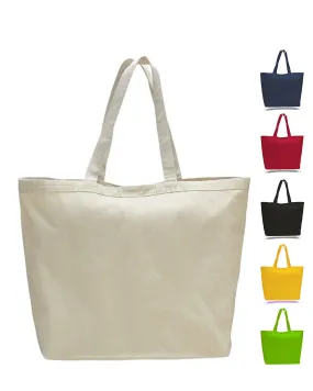 12 ct Extra-Large Heavy Canvas Tote Bags with Hook and Loop Closure - By Dozen