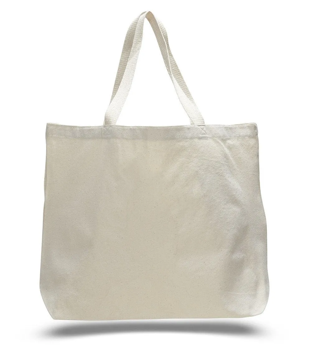 12 ct Large Canvas Wholesale Tote Bag with Long Web Handles - By Dozen