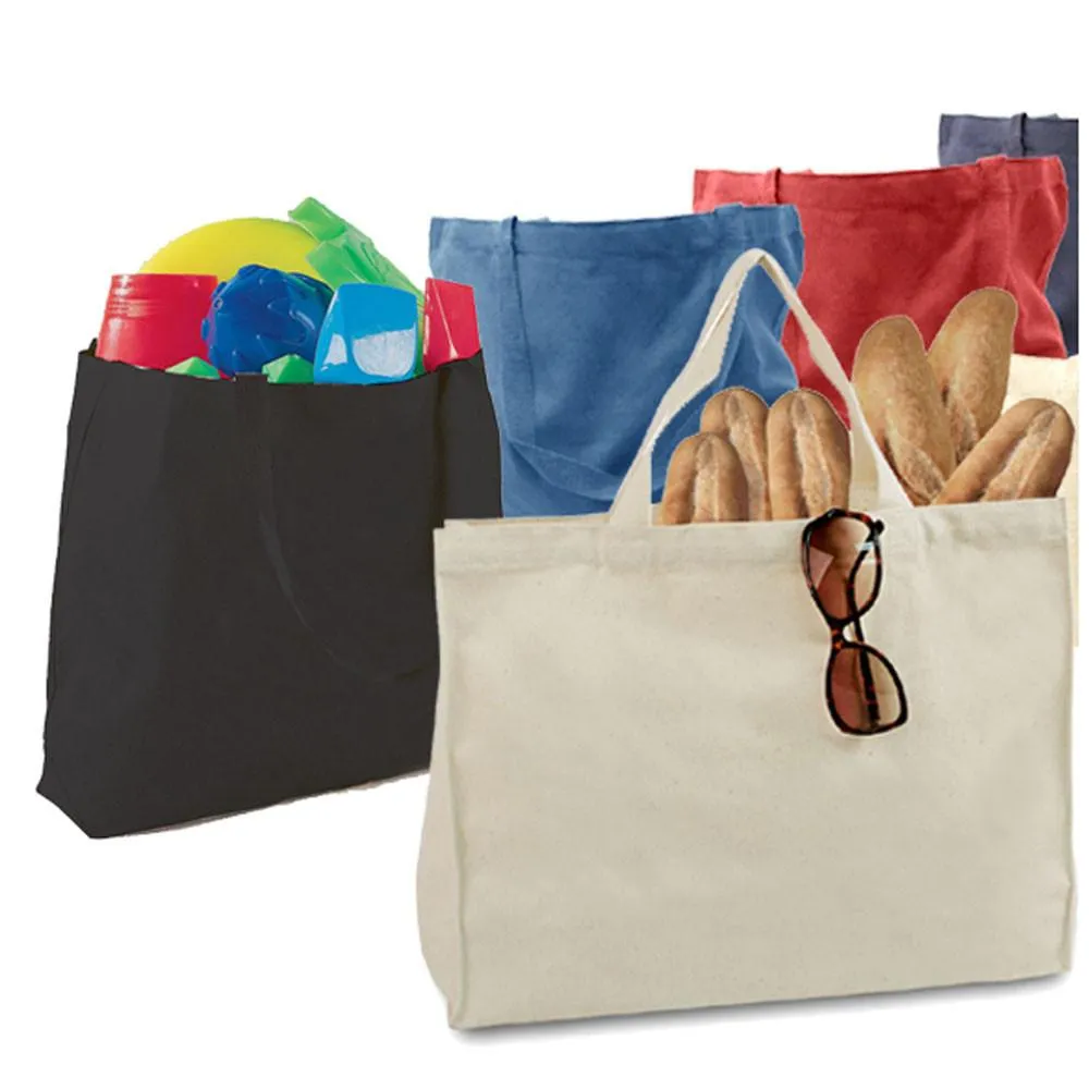 12 ct Large Canvas Wholesale Tote Bag with Long Web Handles - By Dozen