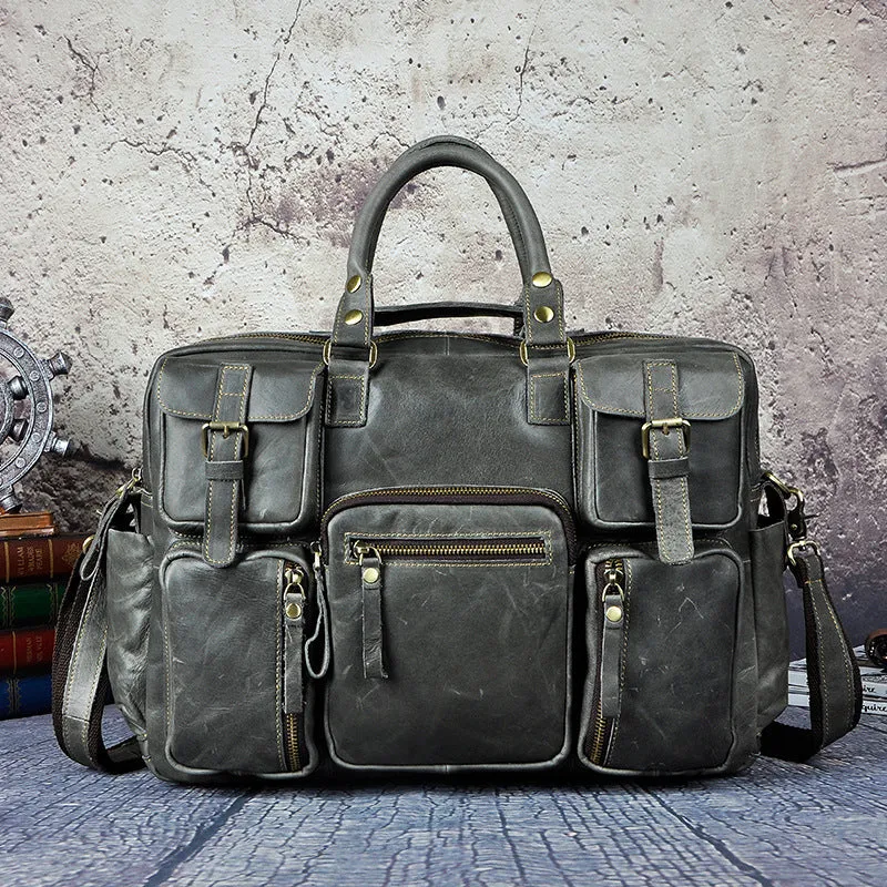 16-inch Large-Capacity Cowhide Leather Briefcase for Men - Durable & Stylish