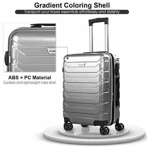 3PCS Spinner Expandable Suitcase With TSA Lock-Gray