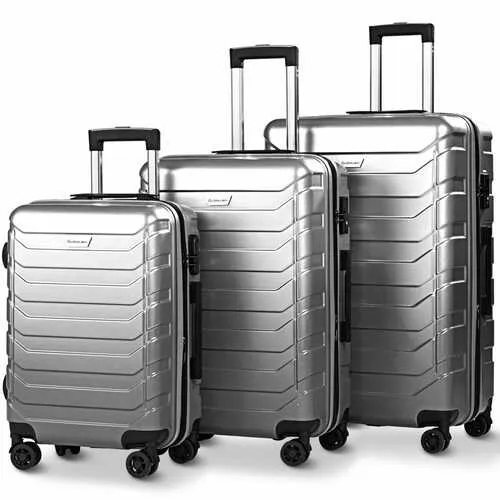 3PCS Spinner Expandable Suitcase With TSA Lock-Gray