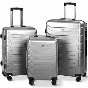 3PCS Spinner Expandable Suitcase With TSA Lock-Gray