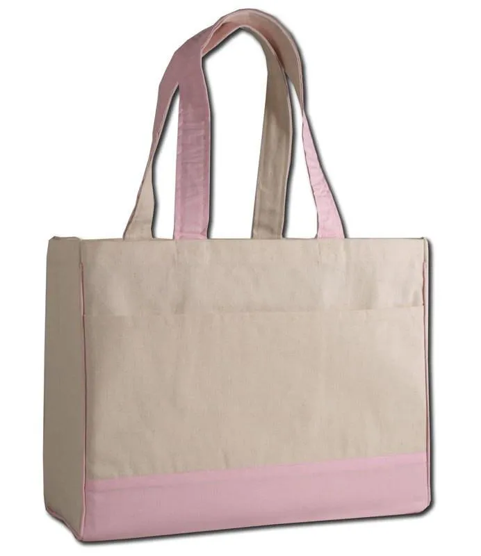 48 ct Cotton Canvas Tote Bag with Inside Zipper Pocket - By Case