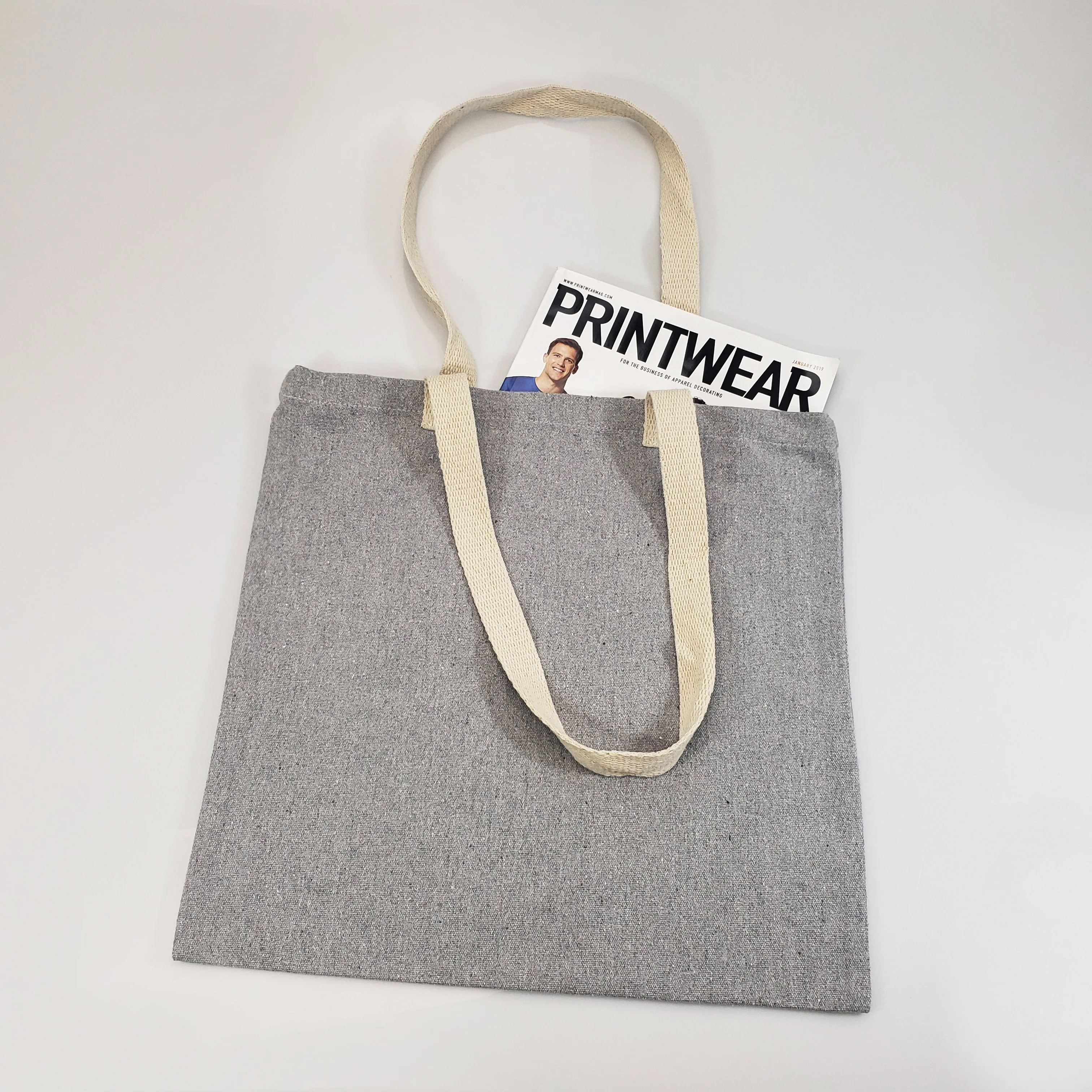 6 ct Recycled Canvas Flat Tote Bag / Basic Book Bag - Pack of 6