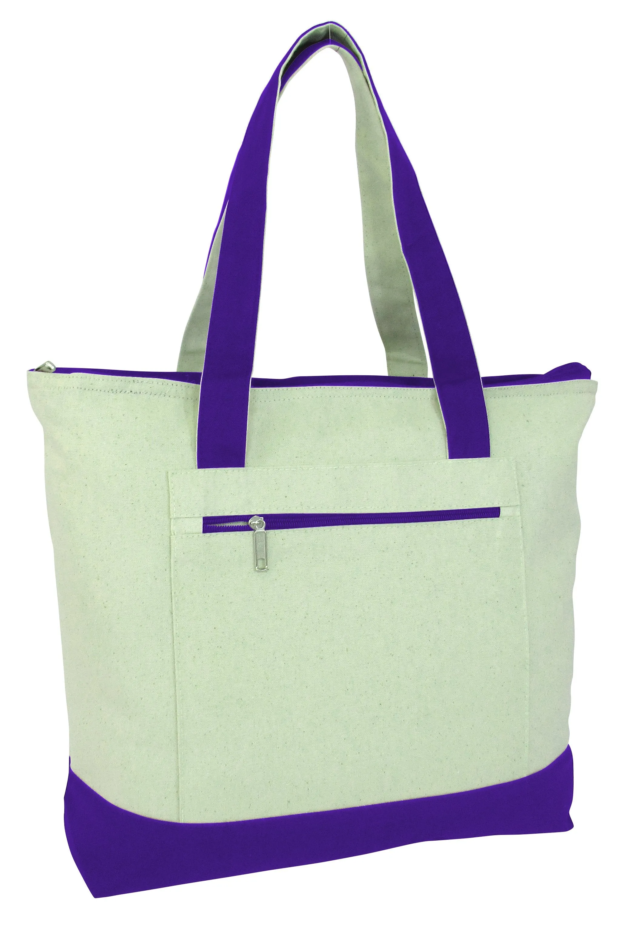 72 ct Heavy Canvas Zippered Shopping Tote Bags - By Case