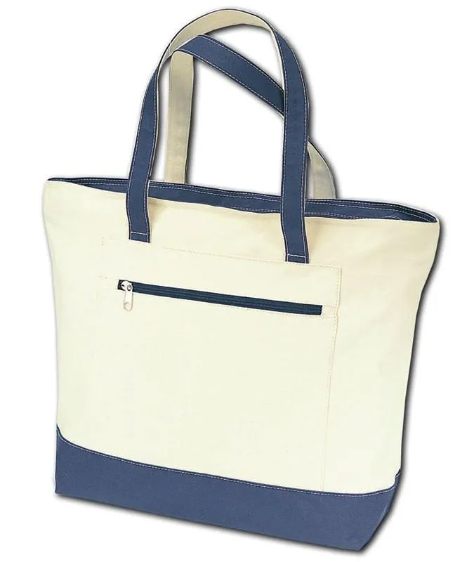 72 ct Heavy Canvas Zippered Shopping Tote Bags - By Case