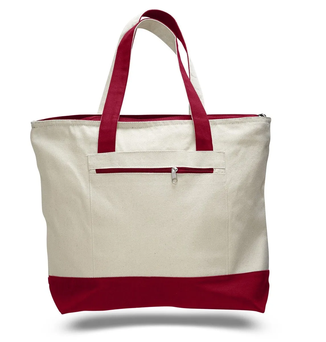 72 ct Heavy Canvas Zippered Shopping Tote Bags - By Case