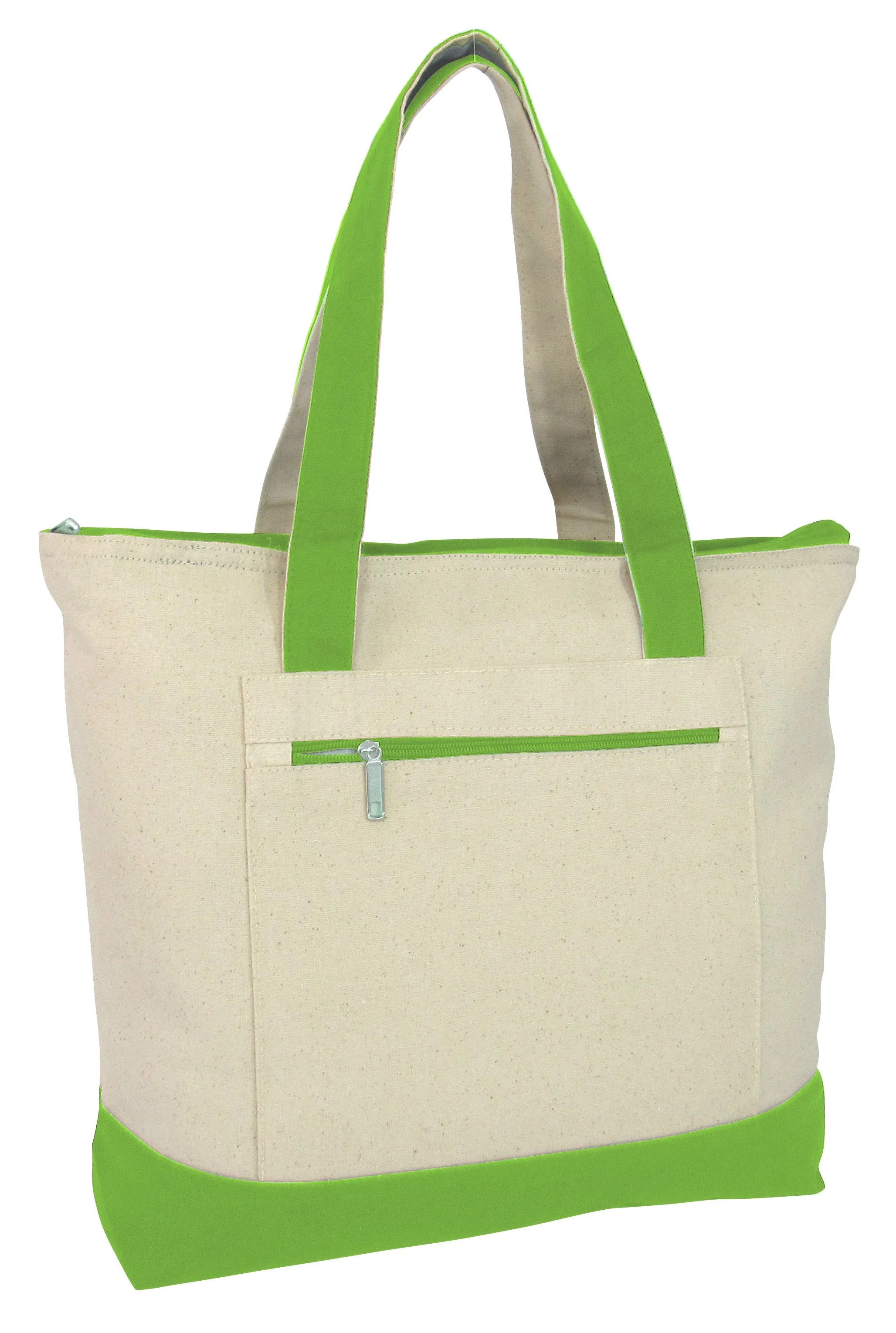 72 ct Heavy Canvas Zippered Shopping Tote Bags - By Case