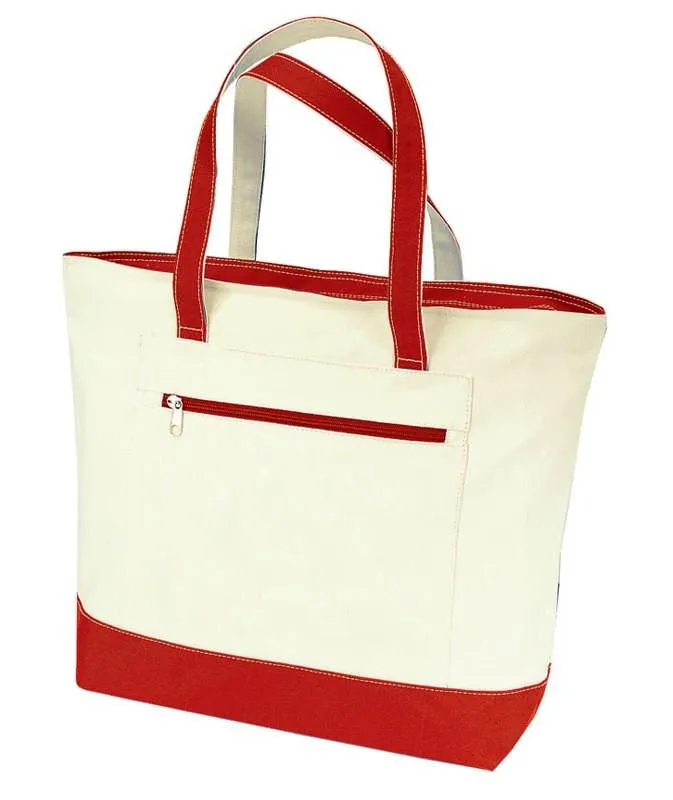 72 ct Heavy Canvas Zippered Shopping Tote Bags - By Case