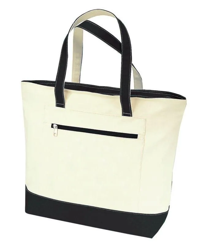 72 ct Heavy Canvas Zippered Shopping Tote Bags - By Case