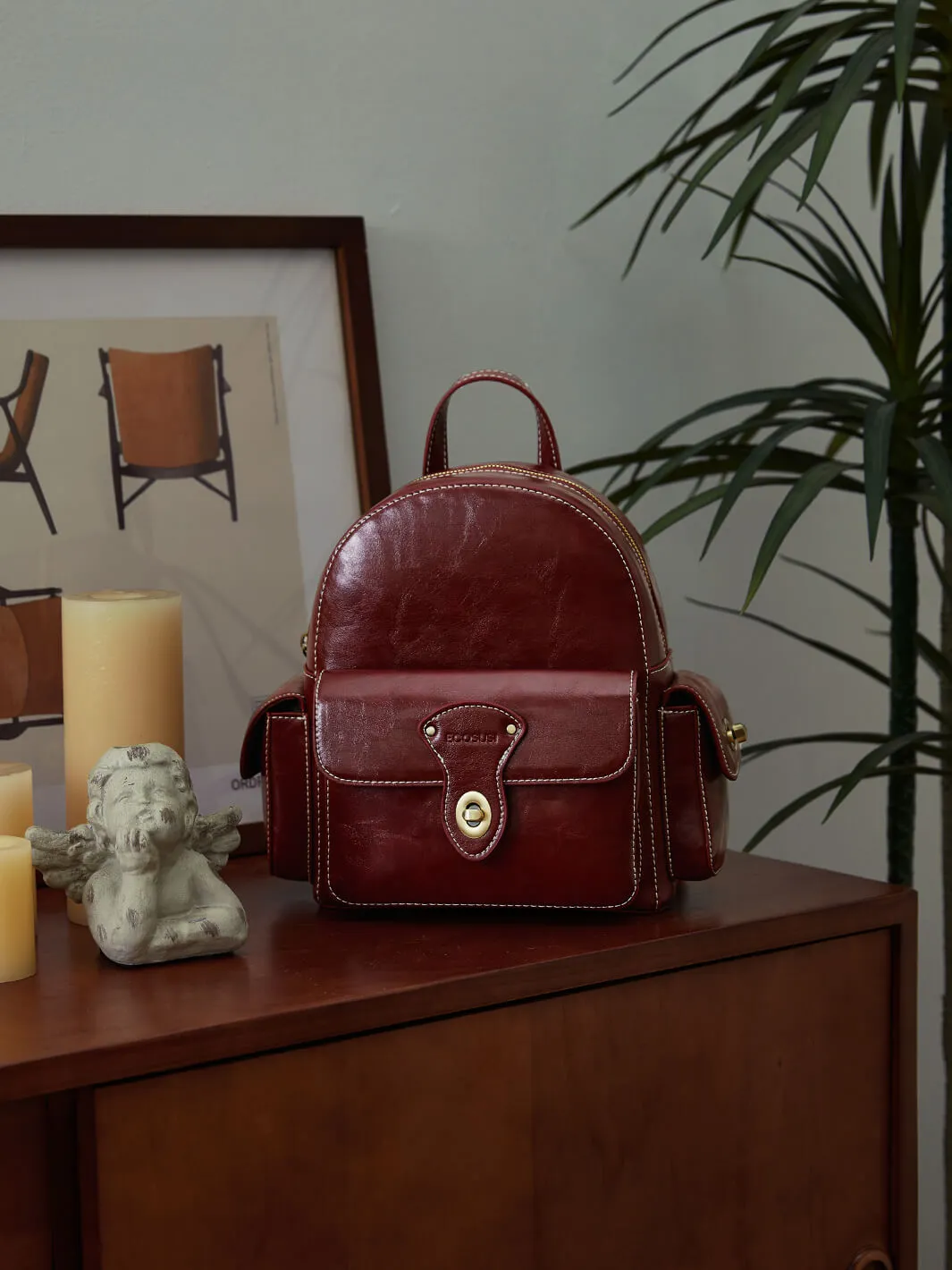 Alison Vintage Vegan Leather Mini Backpack