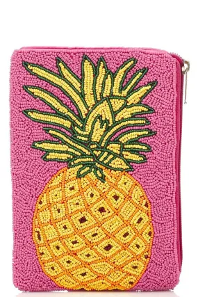 Bag016 Pineapple Beaded Crossbody Pink