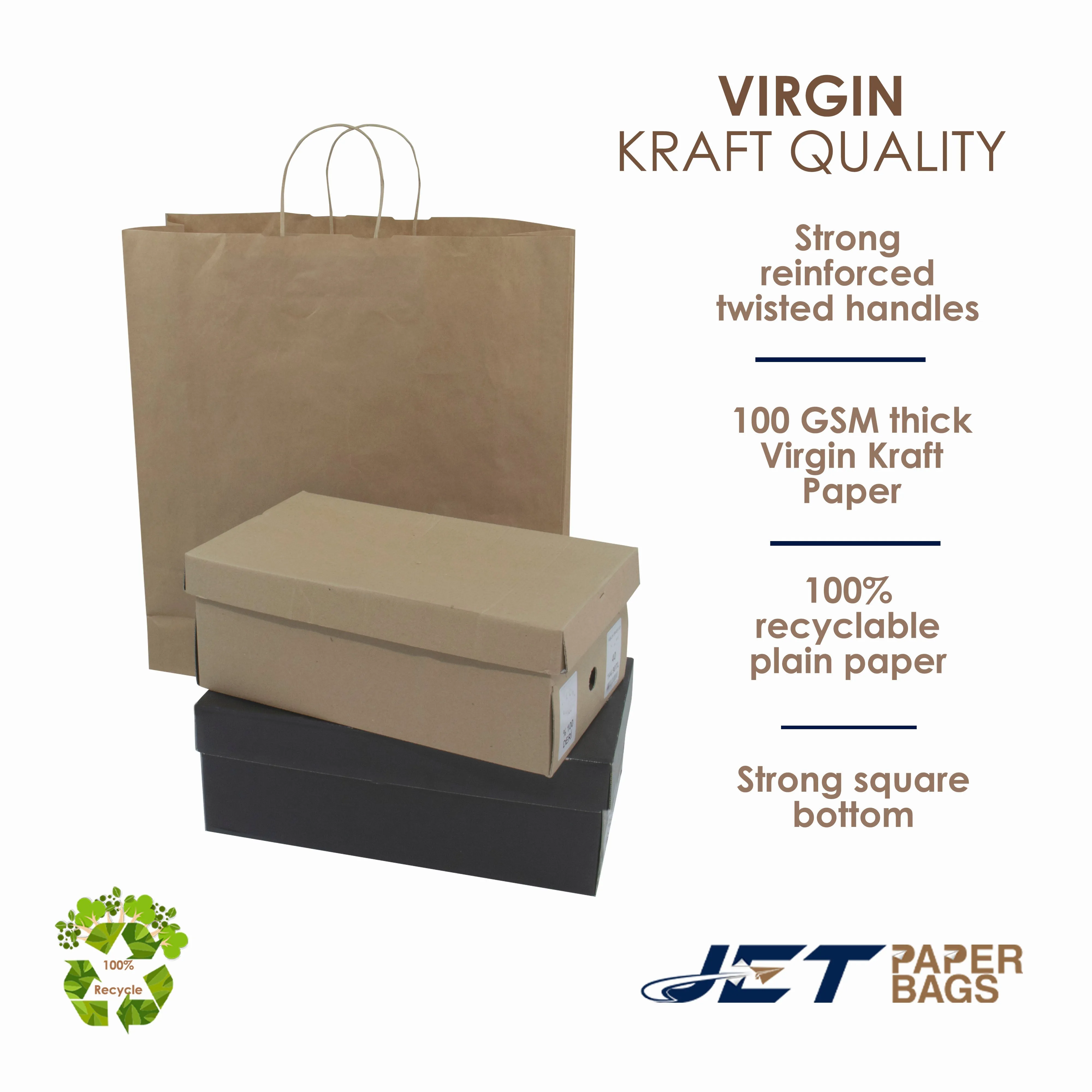 BROWN Large Paper Bags with Twisted Handles -VERA-18" x 5" x 19.75 H"