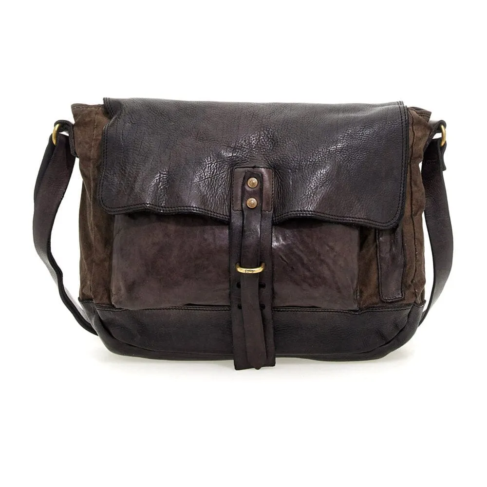 Campomaggi Enea Leather and Canvas Crossbody Bag