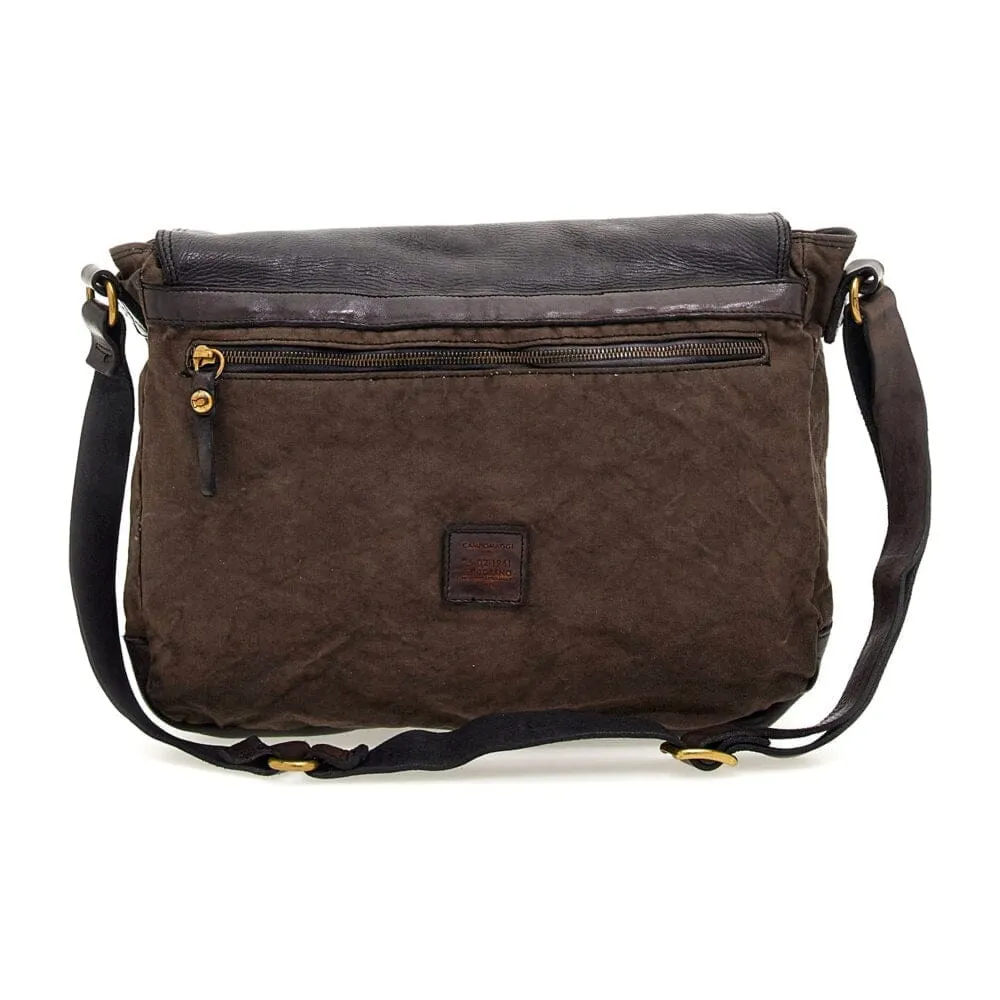 Campomaggi Enea Leather and Canvas Crossbody Bag