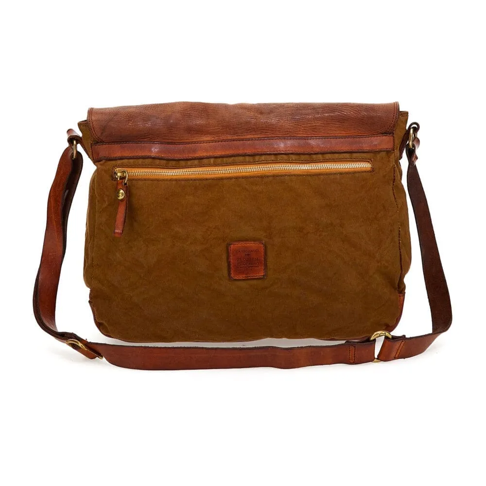 Campomaggi Enea Leather and Canvas Crossbody Bag