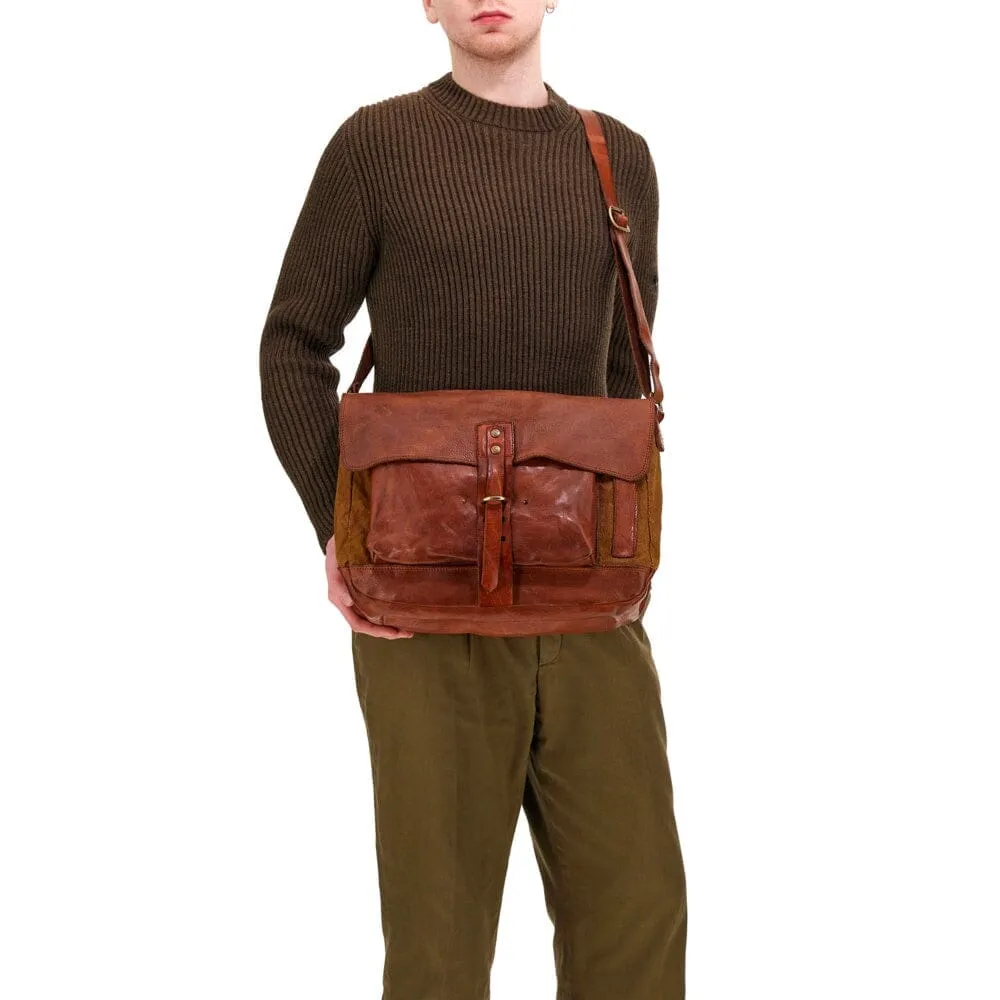 Campomaggi Enea Leather and Canvas Crossbody Bag