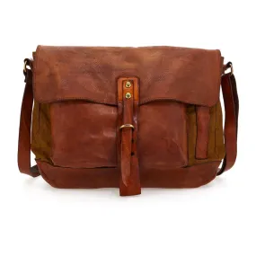 Campomaggi Enea Leather and Canvas Crossbody Bag