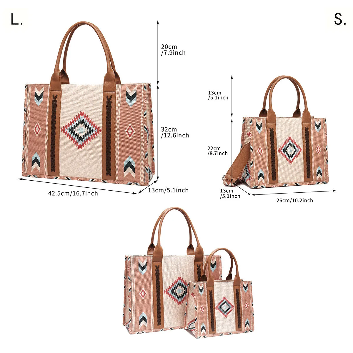 Canvas Tote Bag Western Purses for Women Shoulder Boho Aztec Handbags