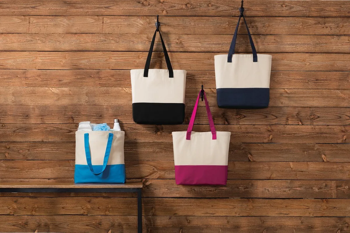 Colorblock Cotton Canvas Tote Bag