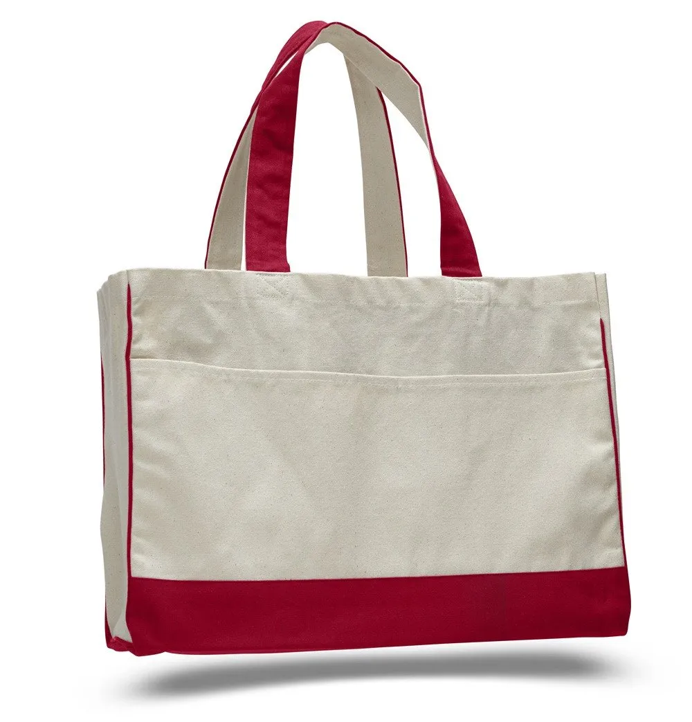 Cotton Canvas Tote Bag with Inside Zipper Pocket