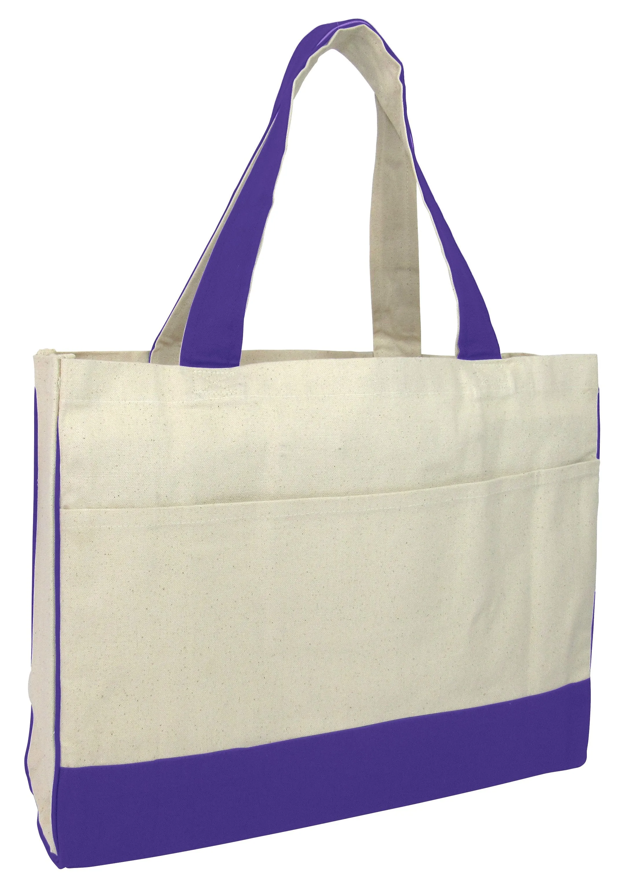 Cotton Canvas Tote Bag with Inside Zipper Pocket