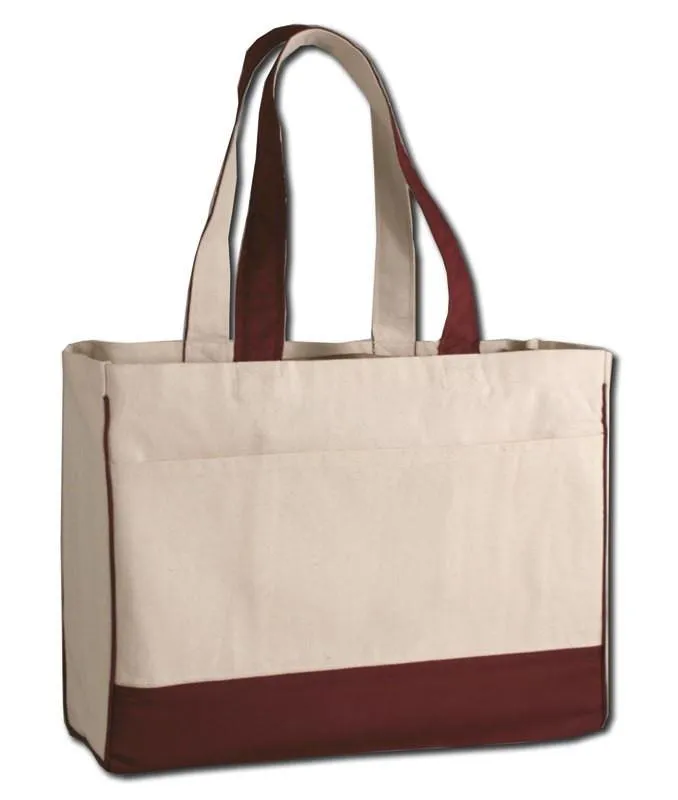 Cotton Canvas Tote Bag with Inside Zipper Pocket