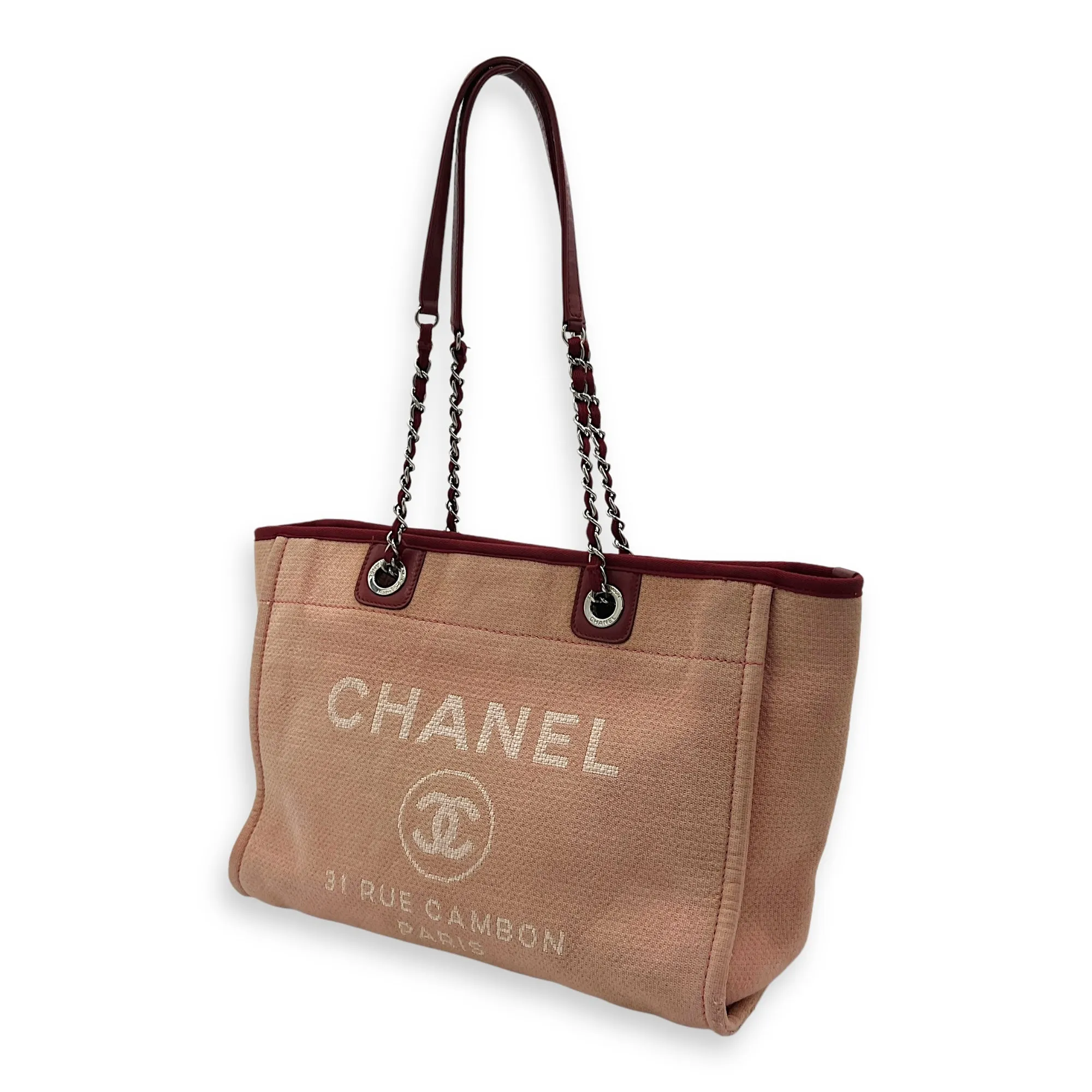 Deauville Tote Bag Red in Canvas, Silver hardware