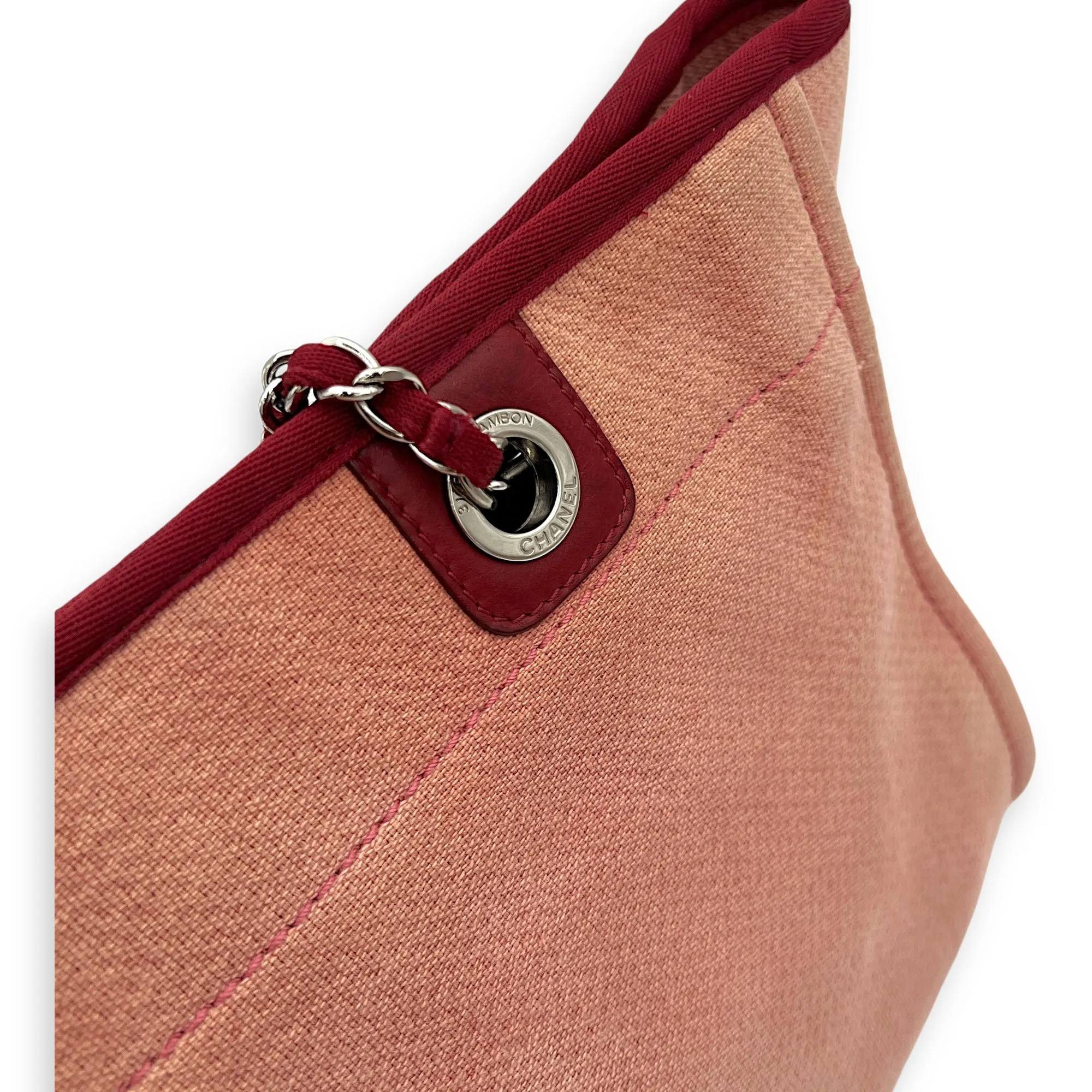 Deauville Tote Bag Red in Canvas, Silver hardware