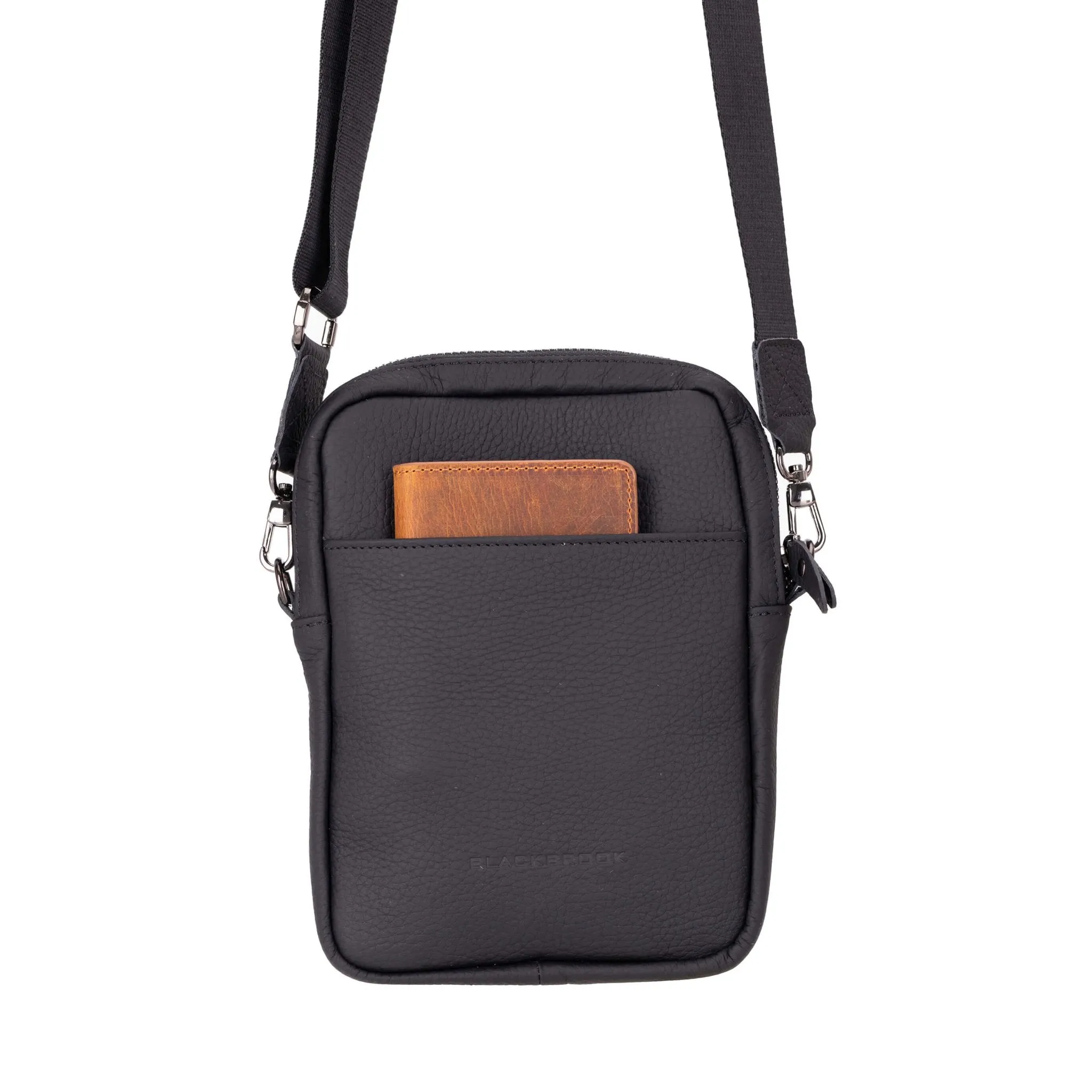 Dillon Crossbody Leather Bag, Pebble Black