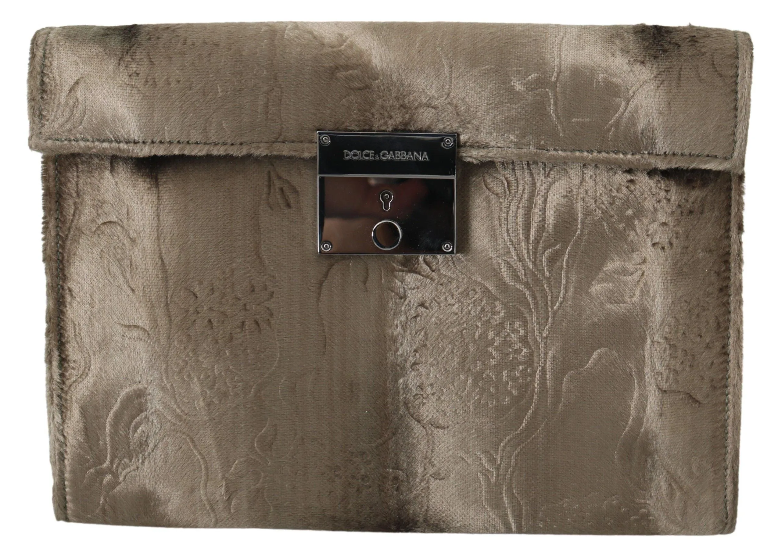 Dolce & Gabbana Beige Velvet Floral Briefcase