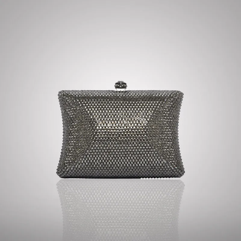 Elegant Dark Rectangular Swarovski Clutch | 0C830-G