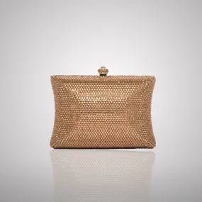 Elegant Light Golden Rectangular Swarovski Clutch | 0C830-X