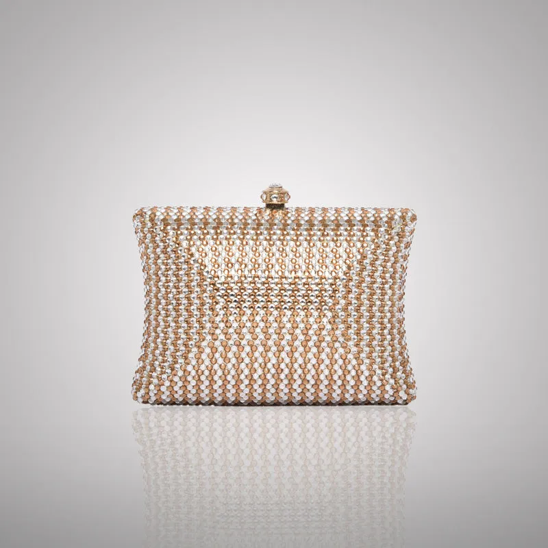 Elegant Light Rectangular Swarovski Clutch | 0C830-XT