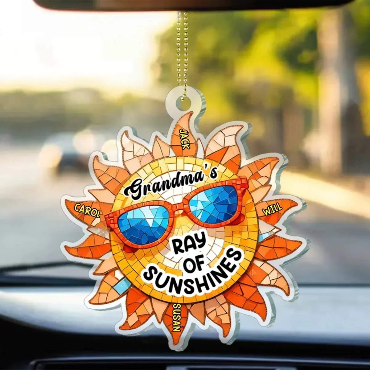 Family - Grandmother Rays Of Sunshine - Personalized Acrylic Car Hanger