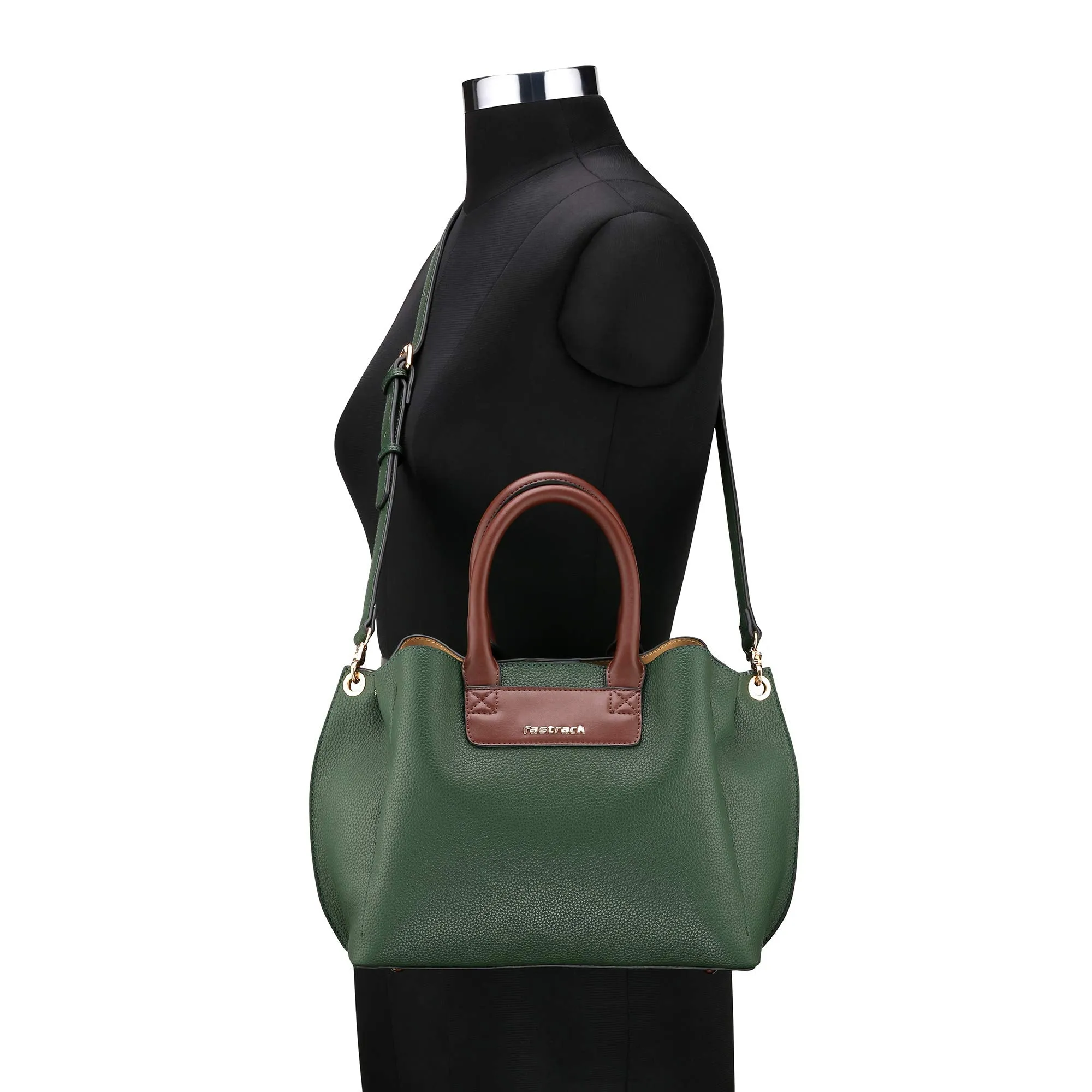 Fastrack Forest Green Structured Satchel Bag For Women