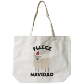 Feliz Navidad Christmas Gift Canvas Bag Custom Funny X-mas Fleece Tote Bag