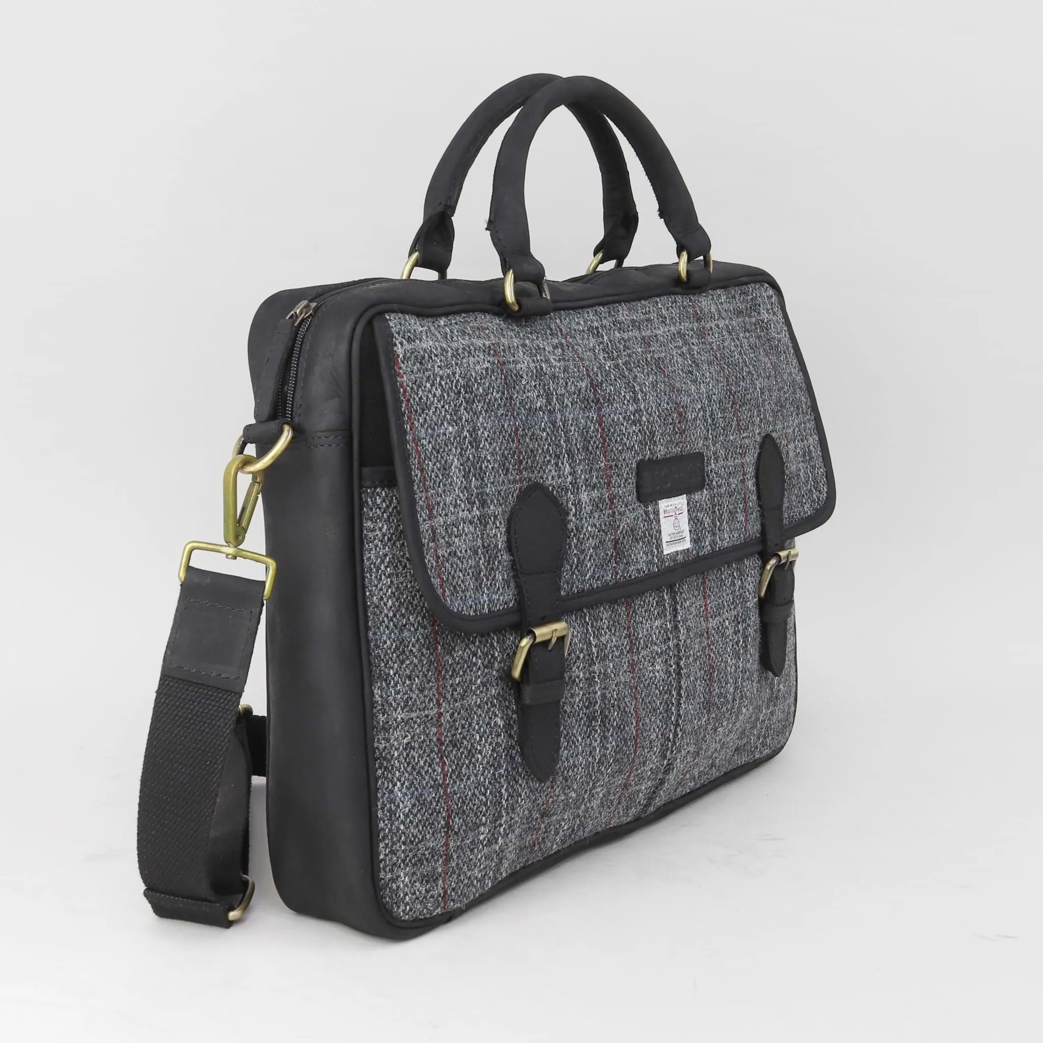 Grey Harris Tweed Briefcase - Gentleman's Laptop Bag