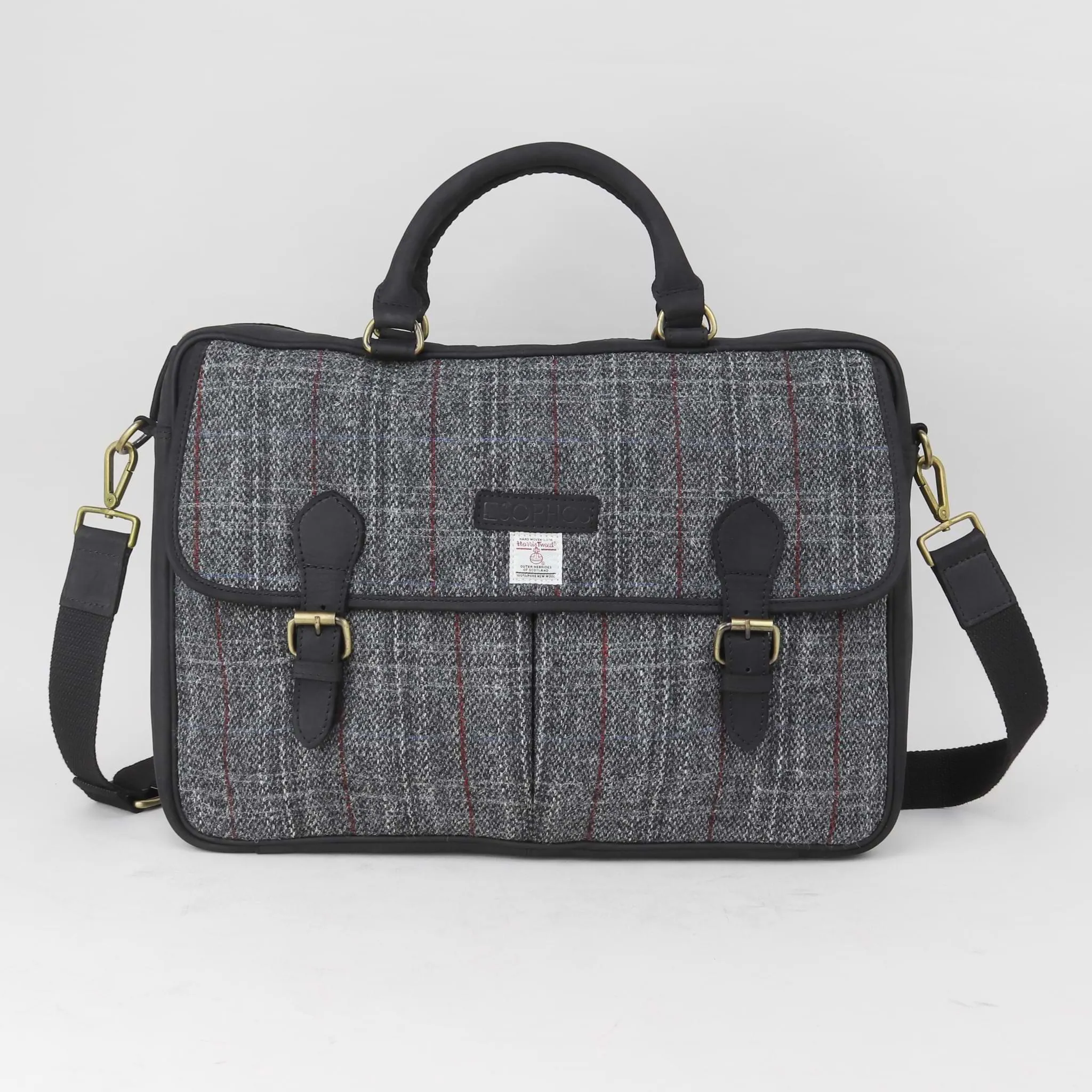 Grey Harris Tweed Briefcase - Gentleman's Laptop Bag