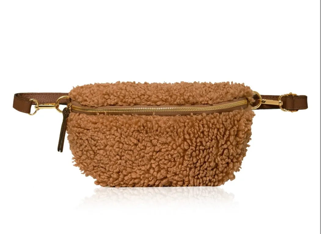 Harley Shearling Teddy Sling Bag / Belt Bag | Tan