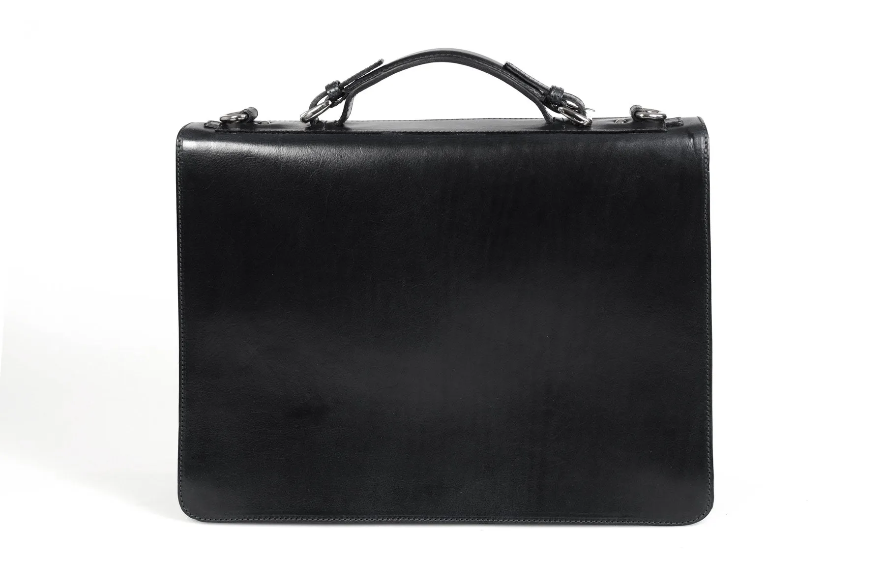 Italian Leather Briefcase - The Arrezo - Onyx Black