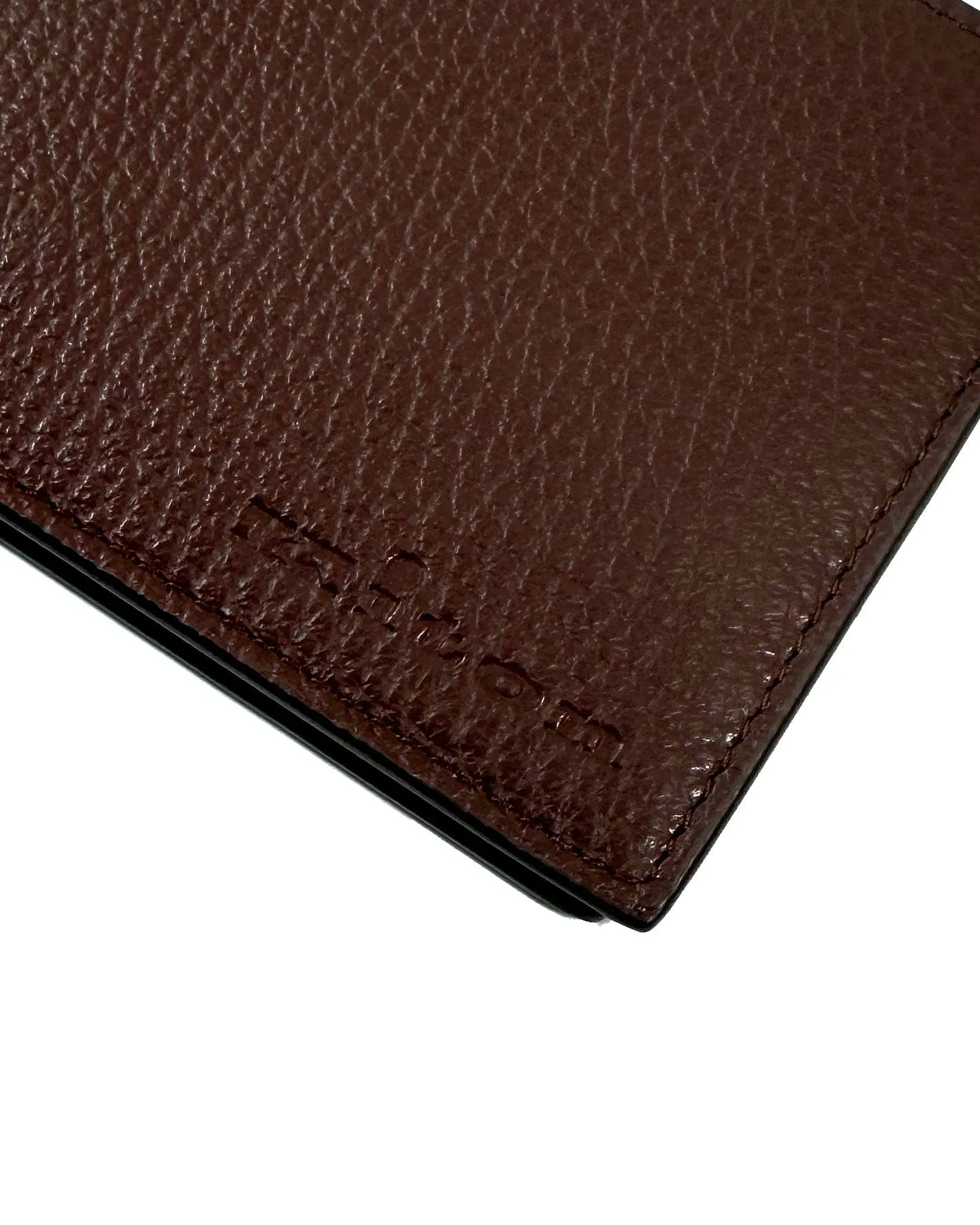 Kiton Wallet - Brown Grain Leather Men Wallet Bifold