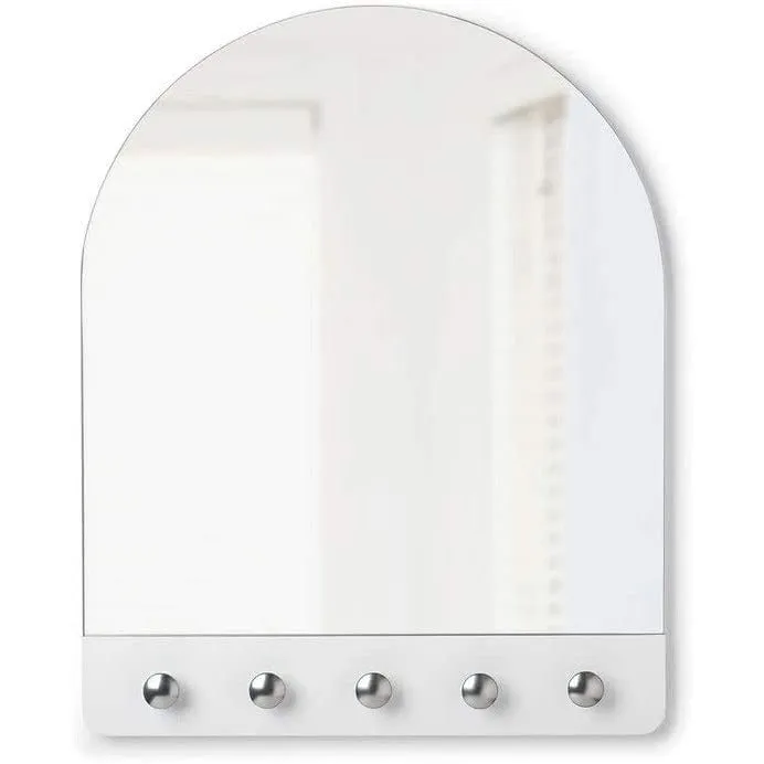 Peek Entryway Mirror with Hooks White