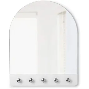 Peek Entryway Mirror with Hooks White