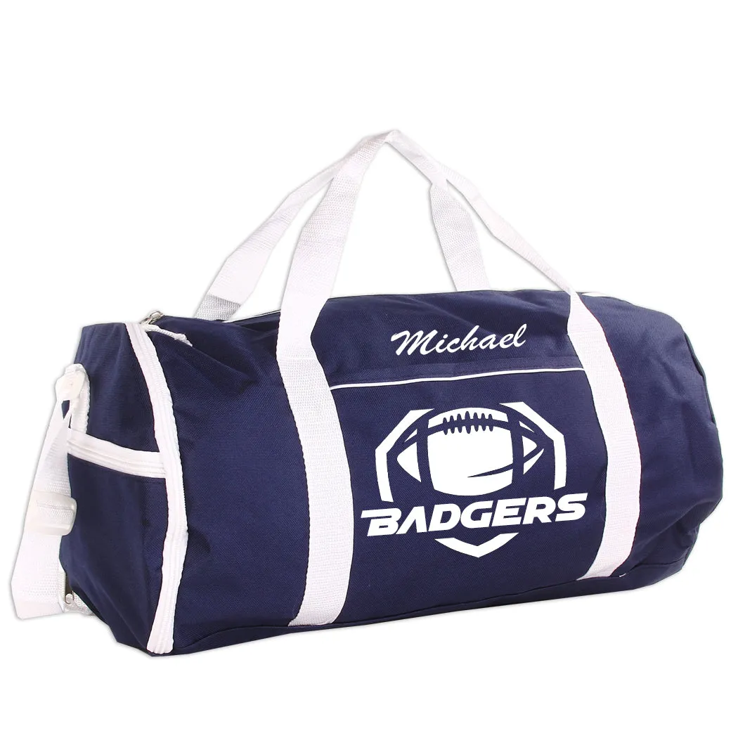 Personalized Sport/Gym Roll Duffel Bag - Football (Available in 4 Colors)