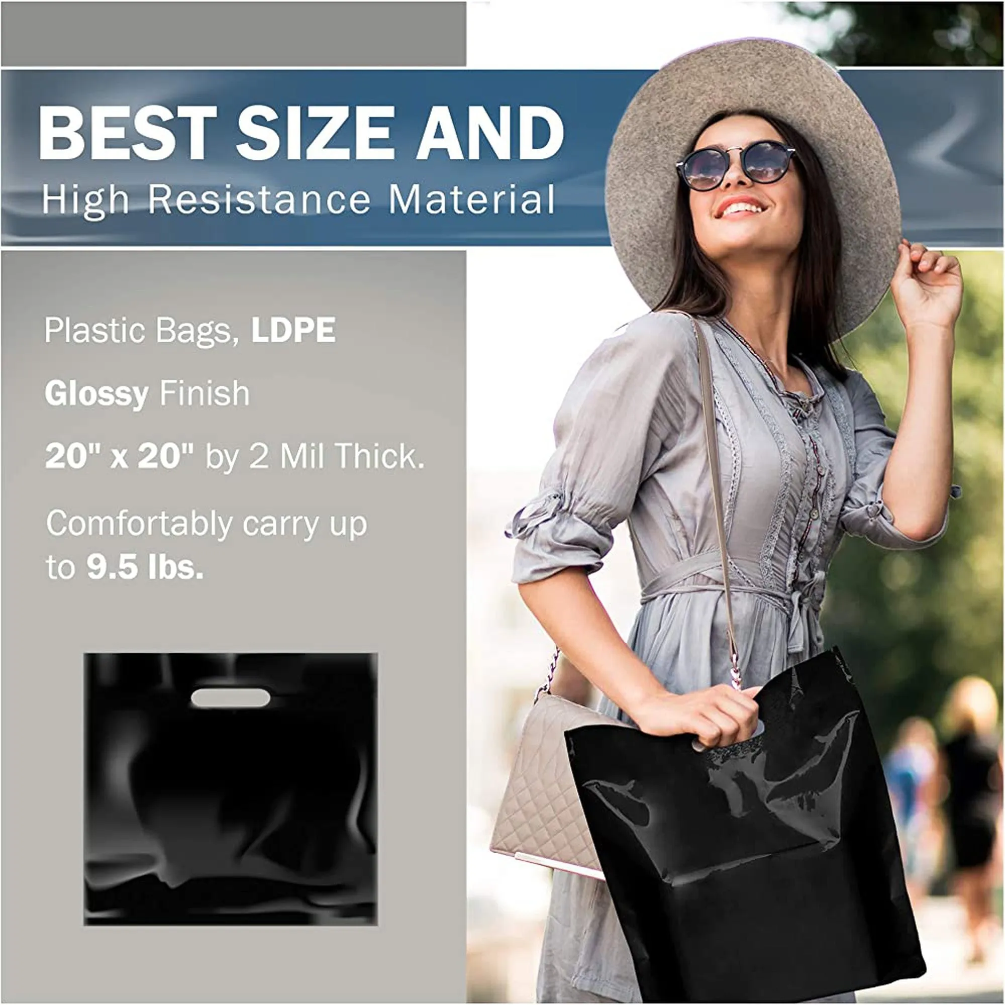 Plastic Boutique Bags 450 200x550mm 100mic 100pack