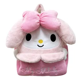 Sanrio My Melody 15 Inch Embroidered Plush Backpack