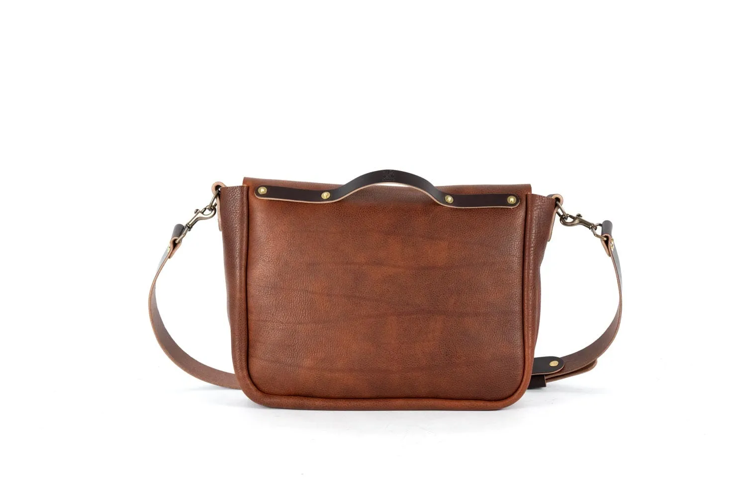 STEPHEN LEATHER MESSENGER BAG - SMALL - SADDLE