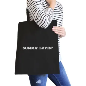 Summa' Lovin' Black Summer Vibes Stylish Canvas Tote Bag Washable